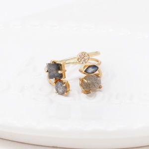 18K Gold 5 Gemstone Noir Cluster Ring